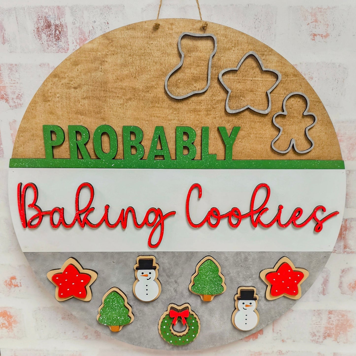 Probably Baking Cookies - Christmas Door Hanger