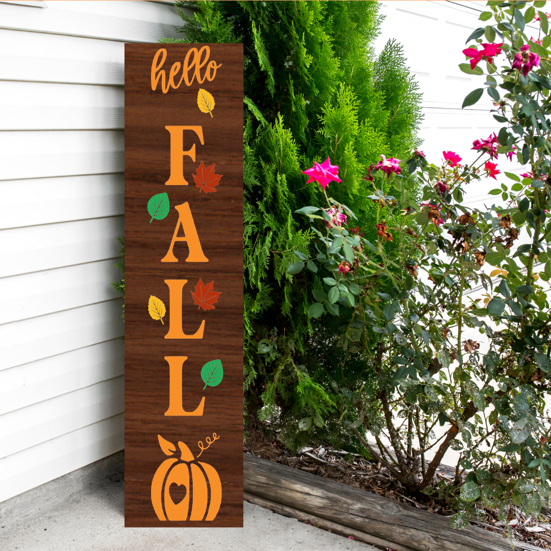 Hello Fall porch leaner