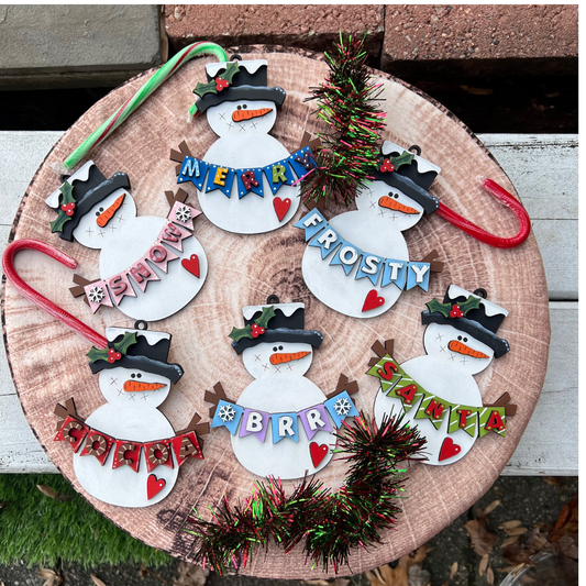 Snowman Banner ornament set