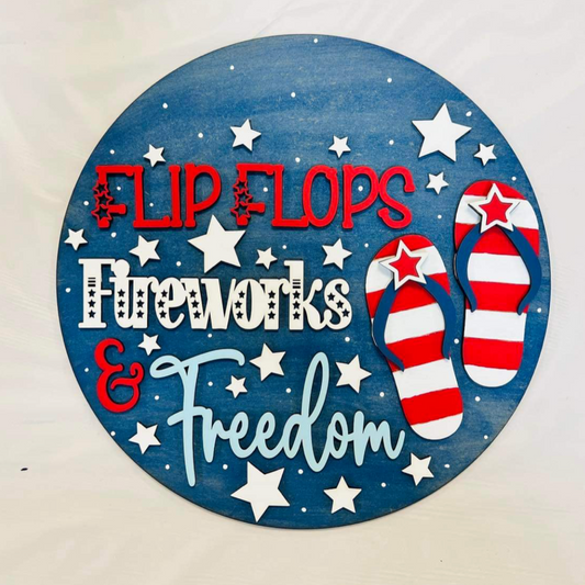 Flip Flops Fireworks & Freedom 3D round