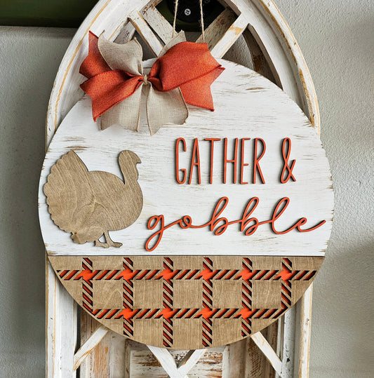 Gather & Gobble - 3d wood sign