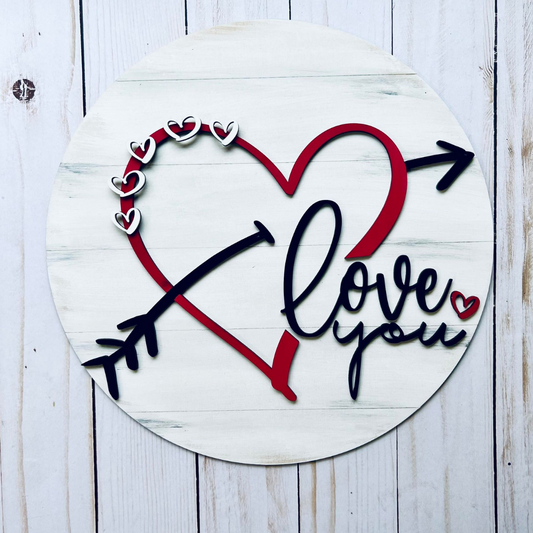Love you hearts 3d sign