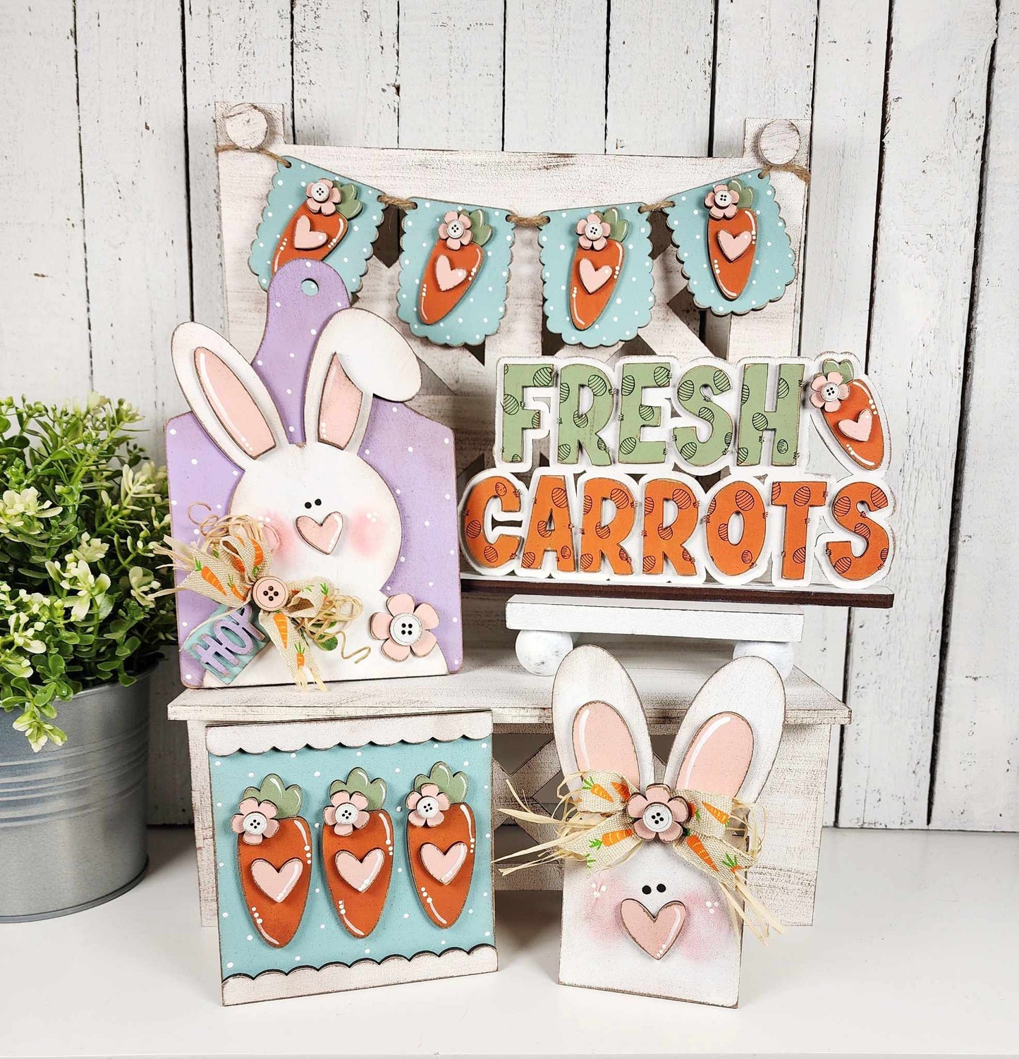 Easter tiered tray decor set