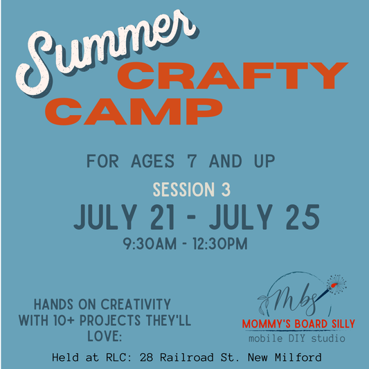 2025 Kids Summer Crafty Camp Session 3 July 21 - July 25   /  9:30am - 12:30pm