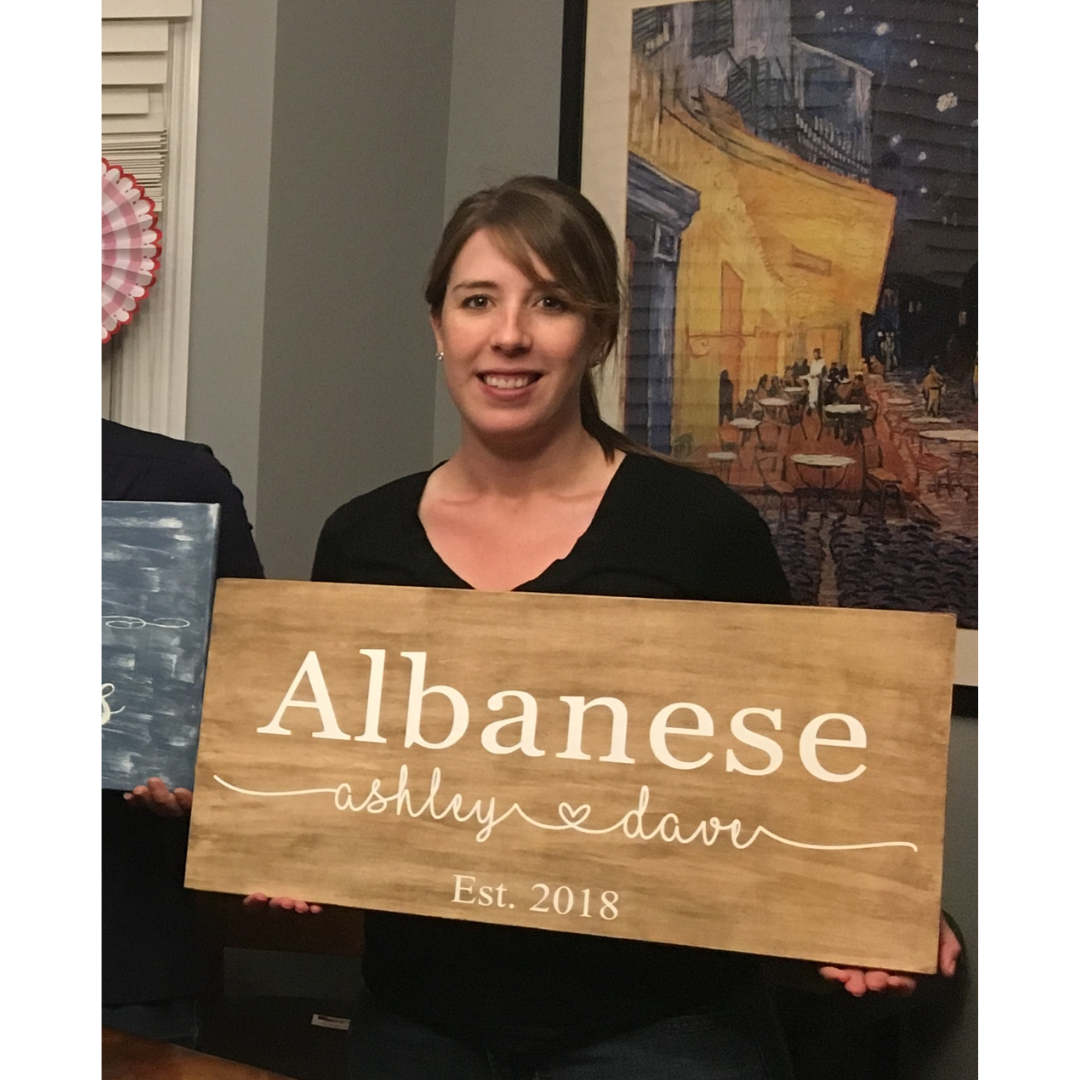 personalized sign with couples firsts and last name