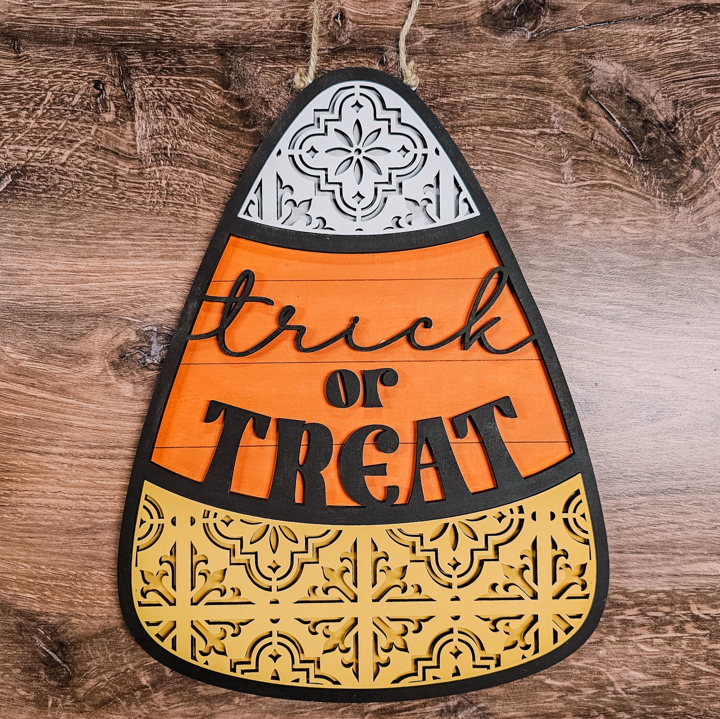 Trick or treat candy corn- wall / door hanger