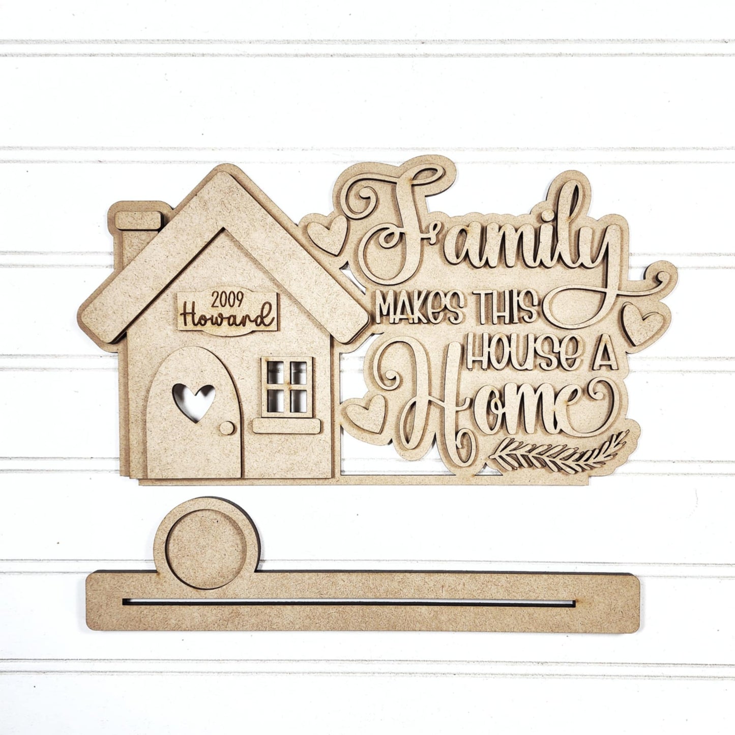 Family makes a house a home word art Shelf Sitter