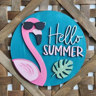 Hello Summer flamingo - 3D round