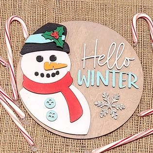 Hello Winter  snowman-3D round