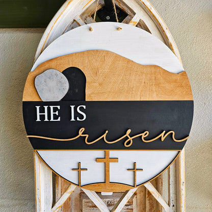 He is risen - 3d wood sign