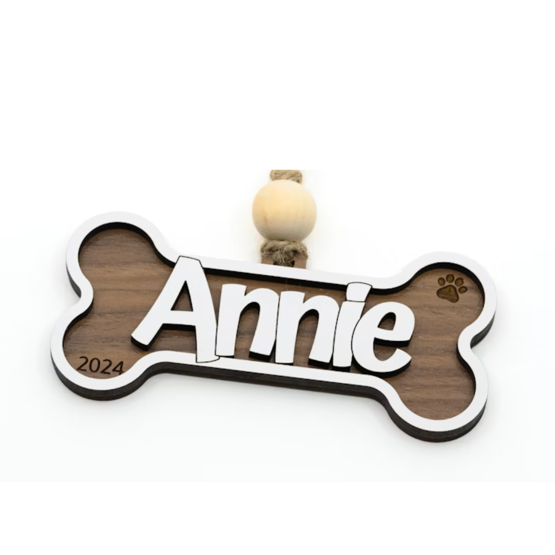 Dog bone personalized pet ornament