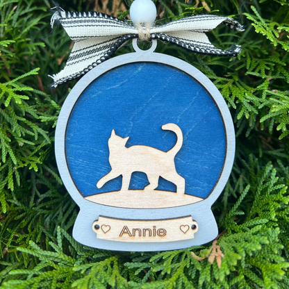 Cat snow globe personalized ornament