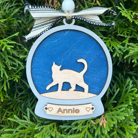 Cat snow globe personalized ornament