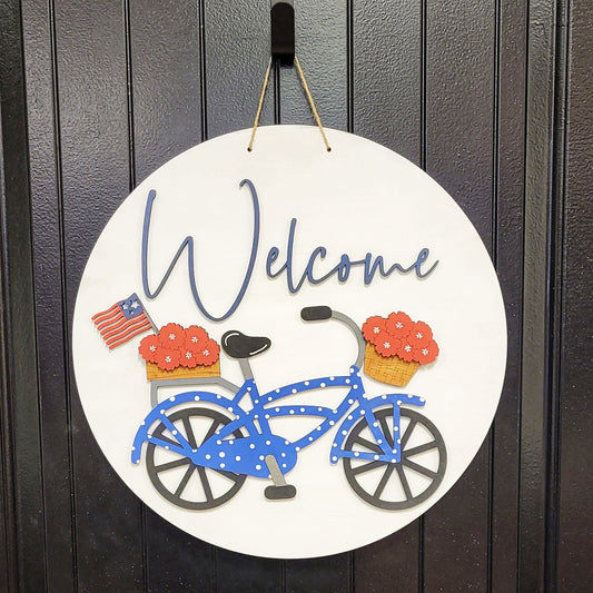 Summer Patriotic Bicycle- 3d wood sign