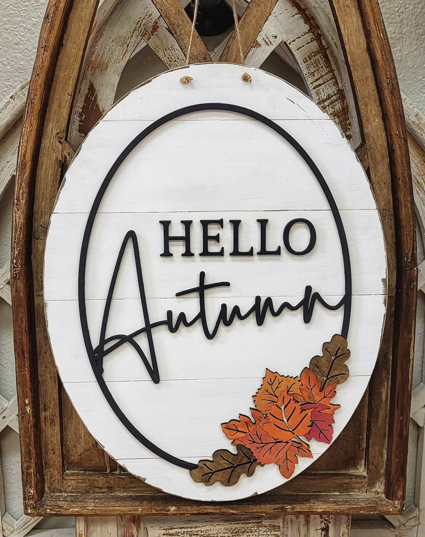 Hello Autumn oval 3d door hanger