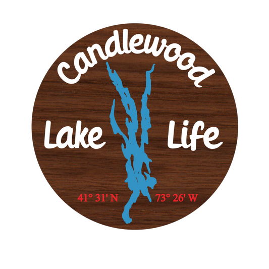 Candlewood Lake Life coordinates 3D wood sign