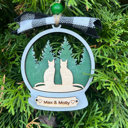 Cat snow globe personalized ornament