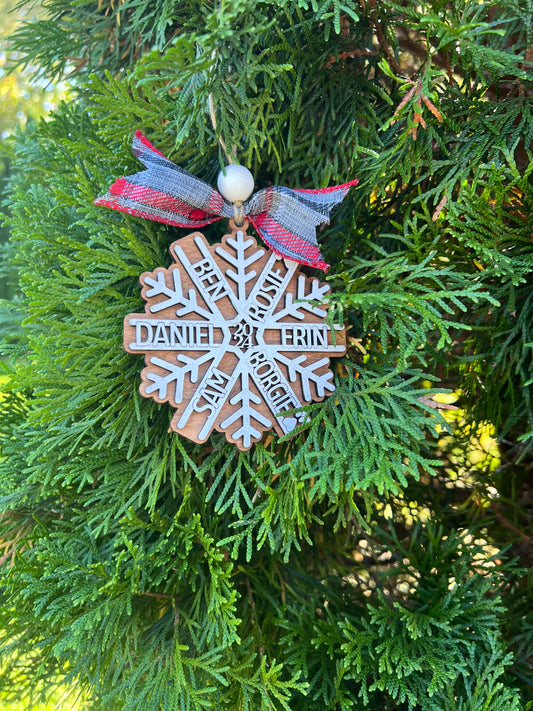 Personalized 2024 family snowflake ornament