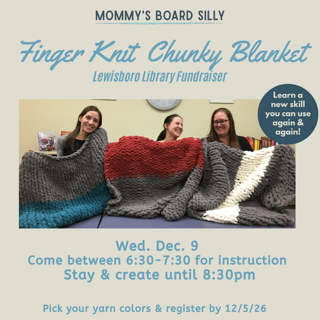 12/9/26 Finger Knit Chunky Blanket Fundraiser at Lewisboro Library