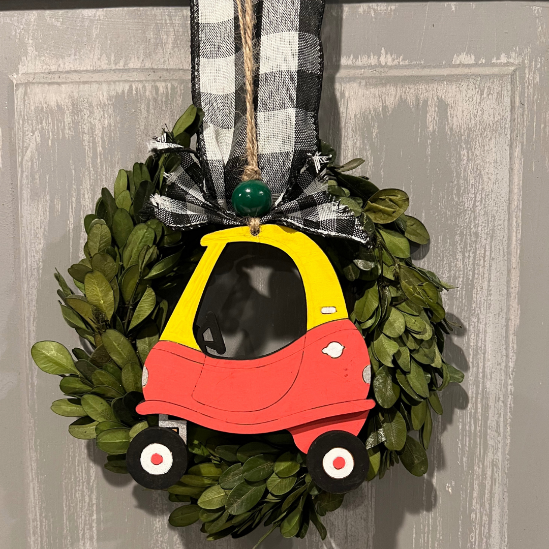 Toddlers little red coupe car ornament