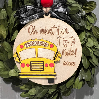 Oh what fun it is to ride - bus ornament