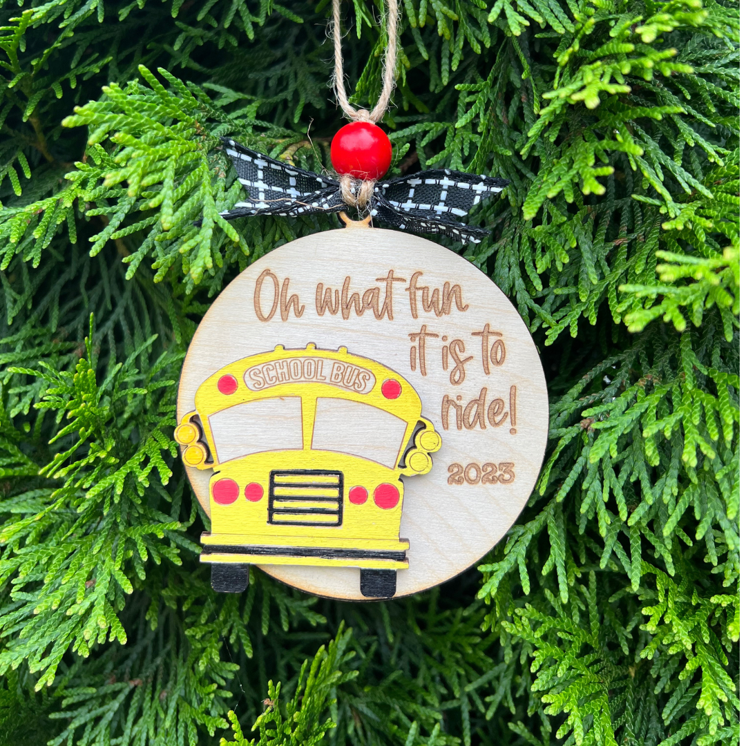 Oh what fun it is to ride - bus ornament