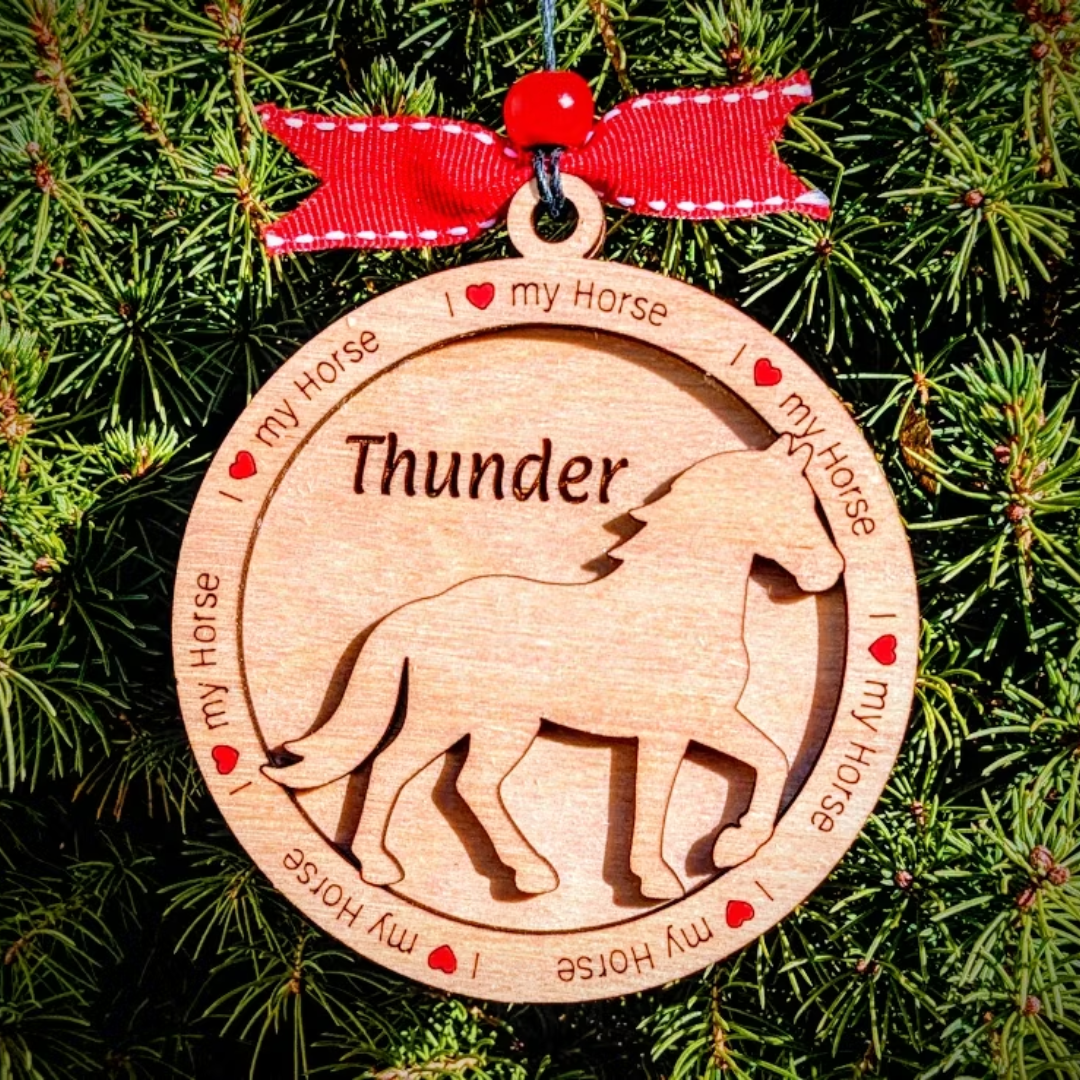 Personalized horse - I love horses ornament