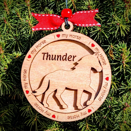 Personalized horse - I love horses ornament