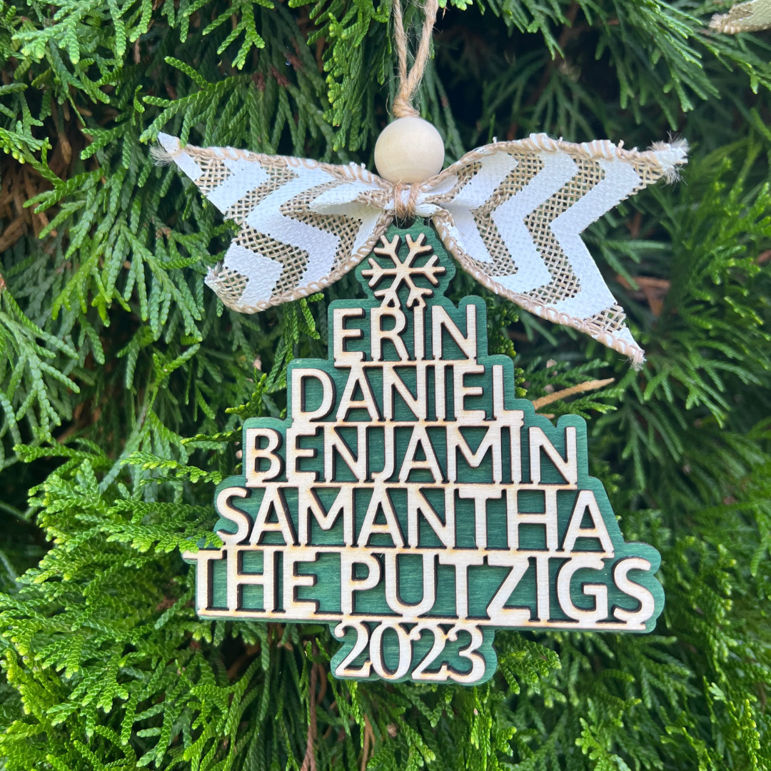 Stacked Family Name Tree Ornament