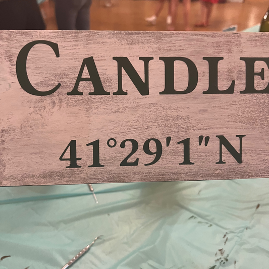 Candlewood Isle  - GPS coordinates sign stencil