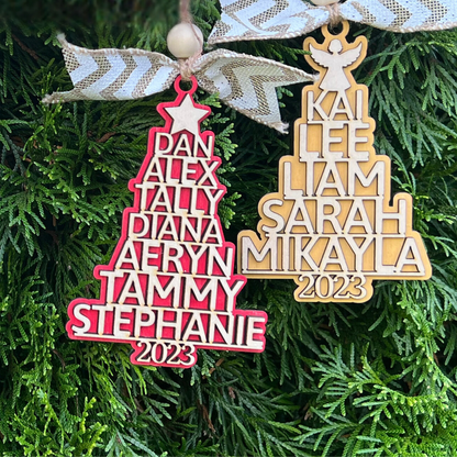 Stacked Family Name Tree Ornament