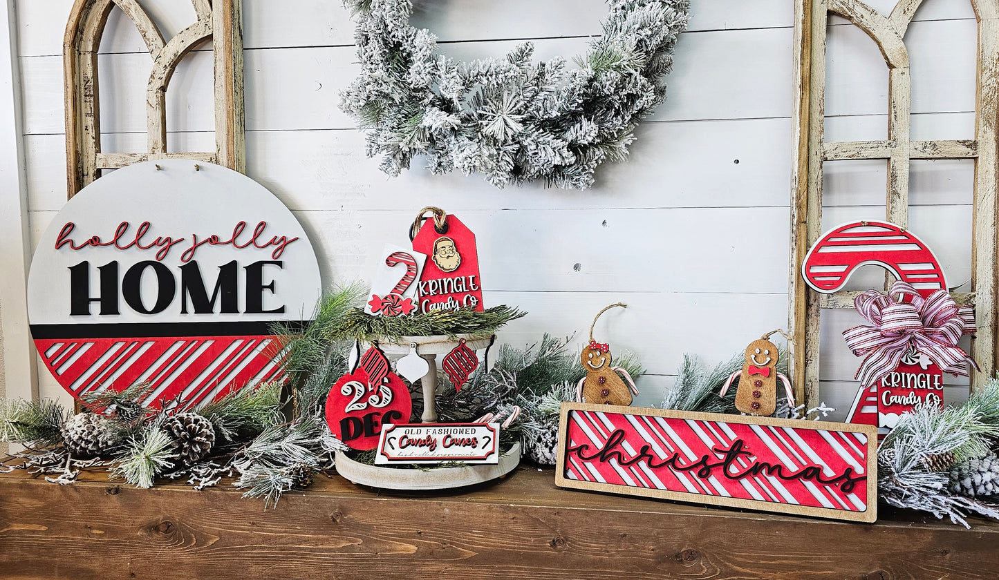 Holly Jolly Home (vertical) - 3d wood sign