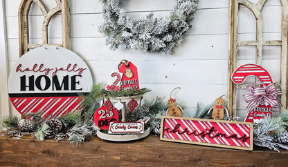 Holly Jolly Home (vertical) - 3d wood sign