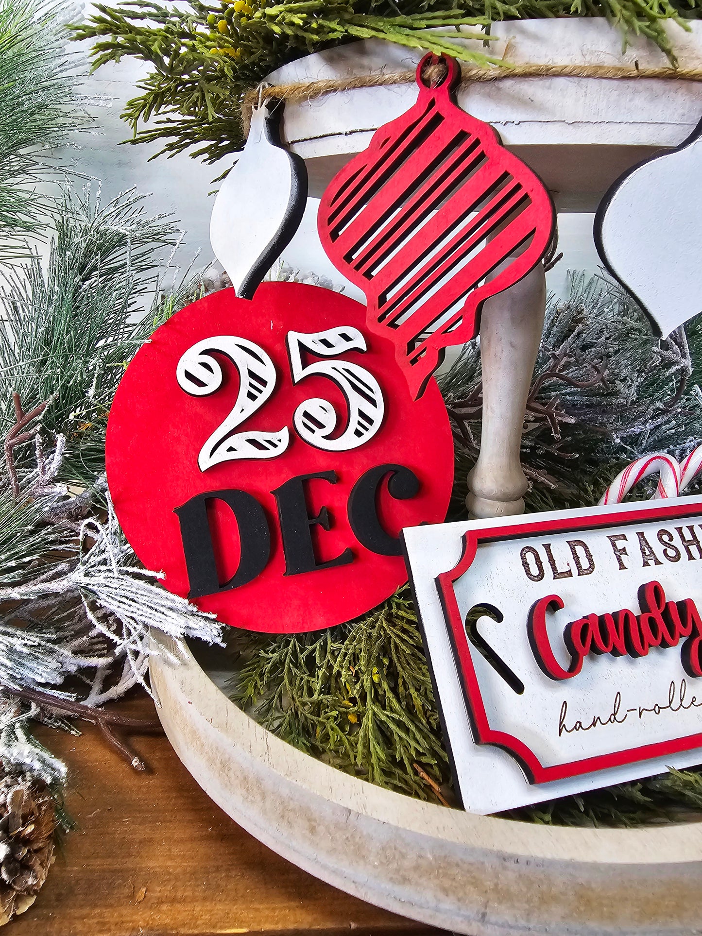 Christmas Candy Cane Stripes mini sign collection / tiered tray decor