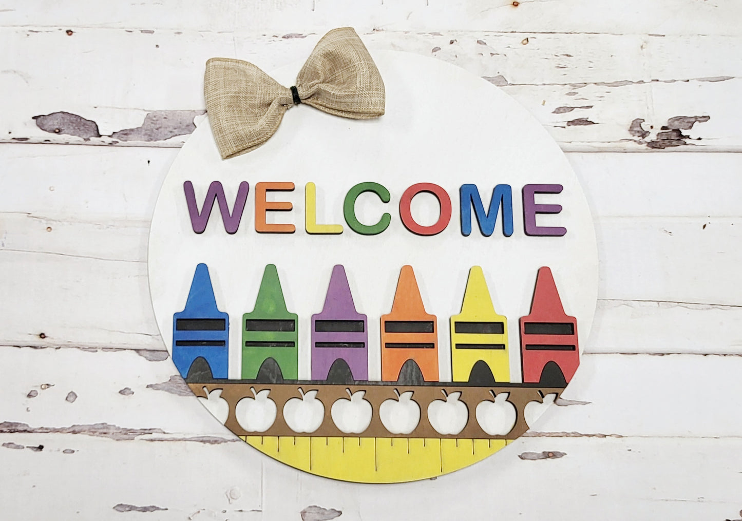 Crayon, school, teacher welcome - 3d wood sign