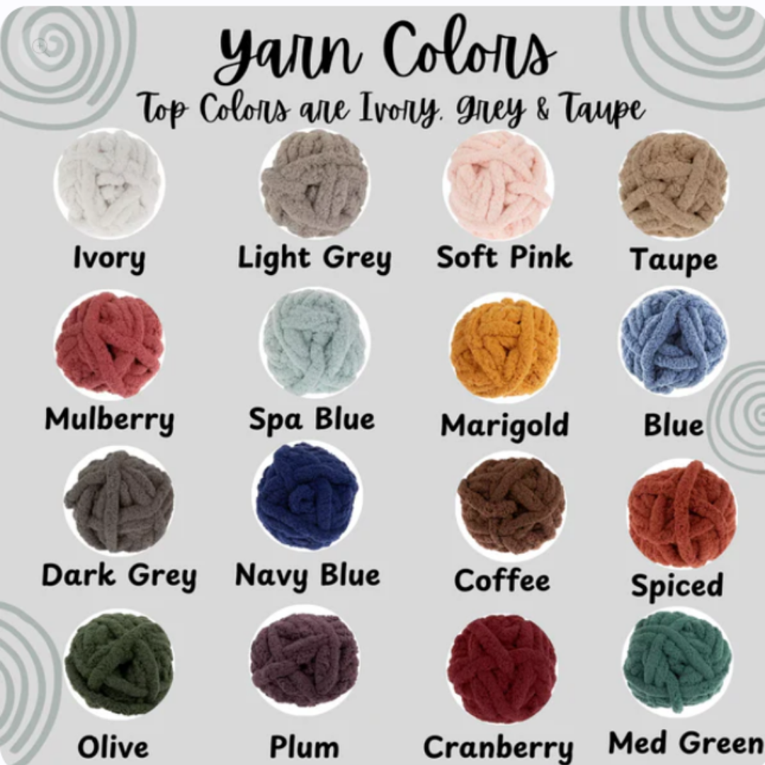samples of the available yarn colors for blankets