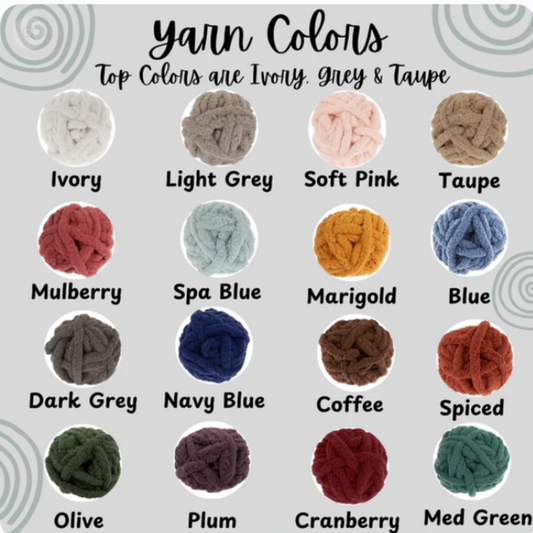 samples of the available yarn colors for blankets