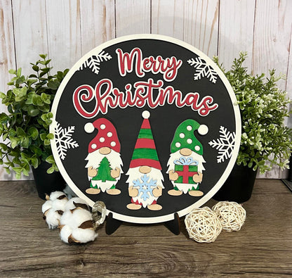 Christmas Gnomes- 3d wood sign