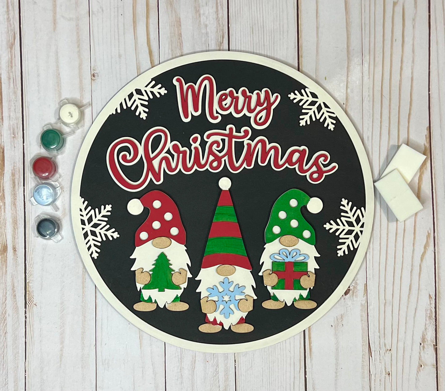 Christmas Gnomes- 3d wood sign