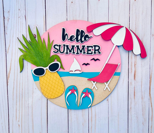 Hello Summer beach- 3d wood sign