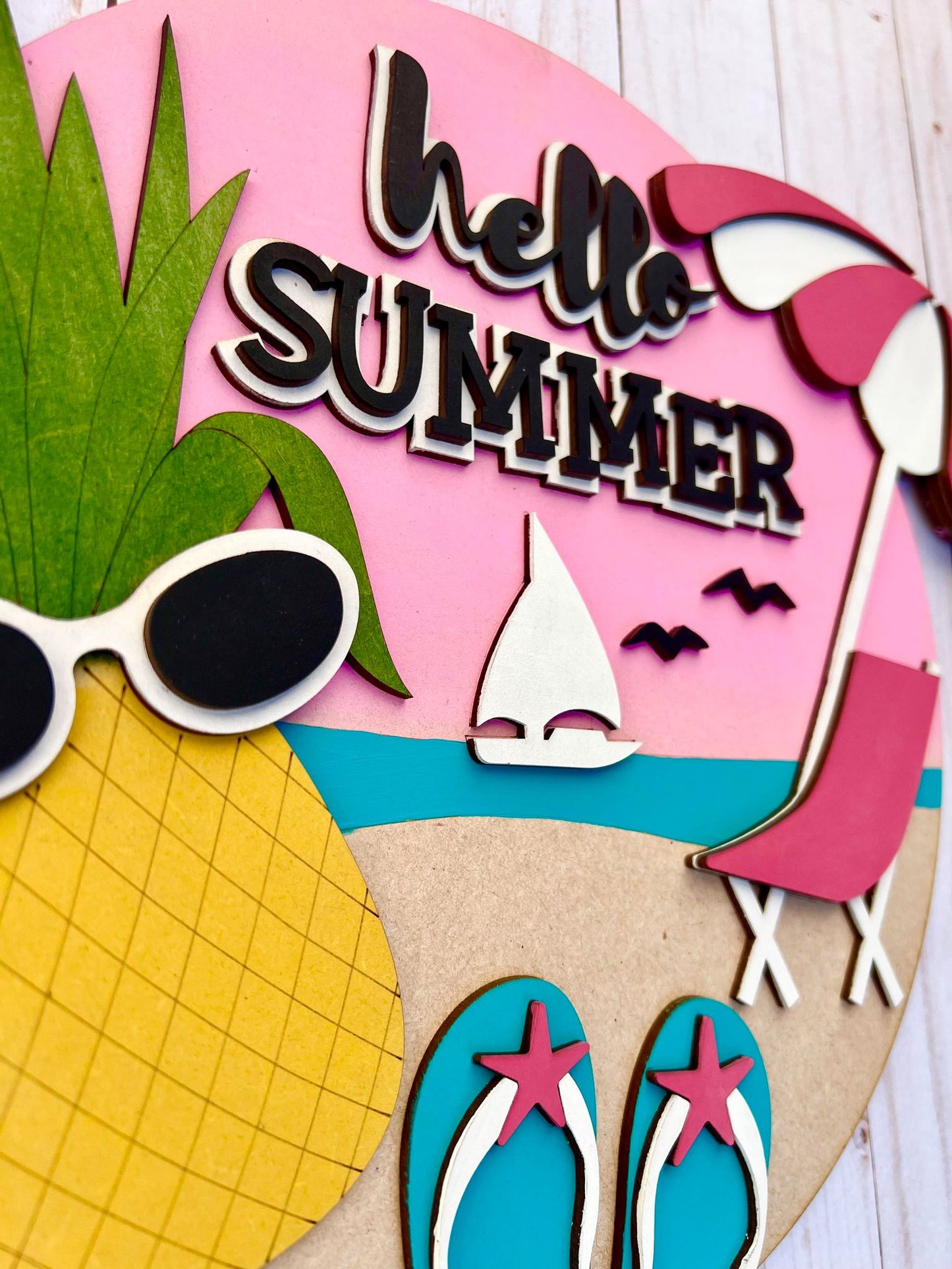 Hello Summer beach- 3d wood sign