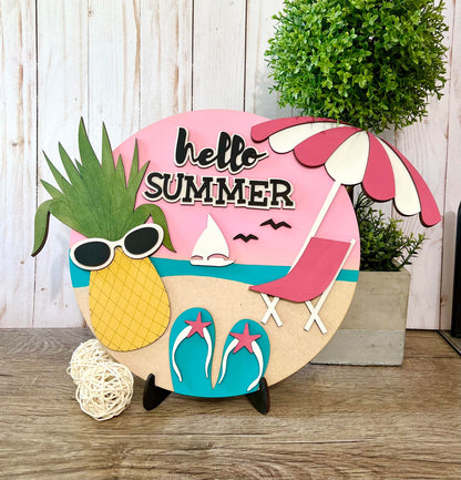 Hello Summer beach- 3d wood sign