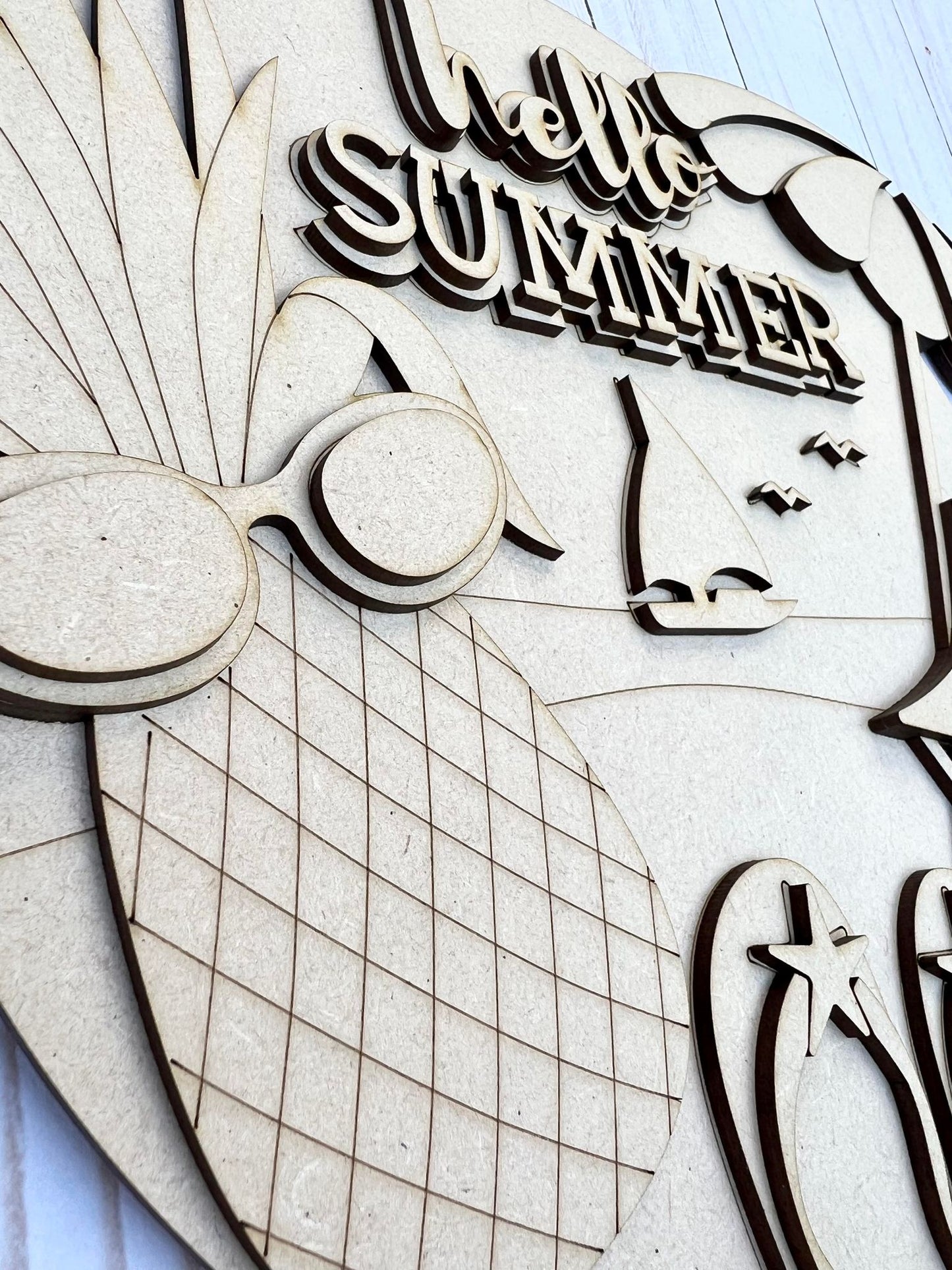 Hello Summer beach- 3d wood sign